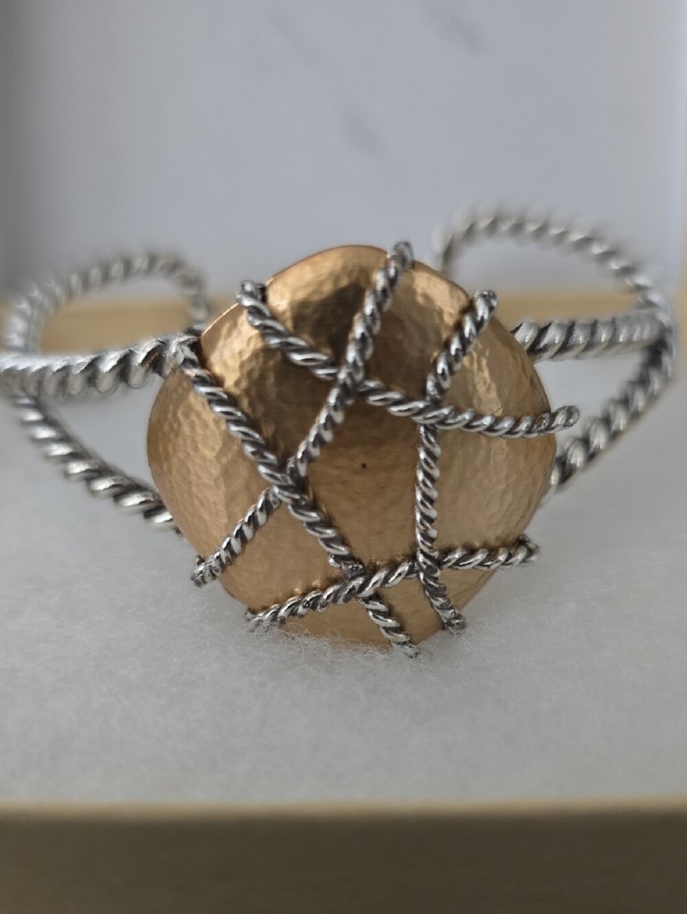 Brighton Pietra Cuff Bracelet Two Tone Gold Silver Mixed Metal Retired